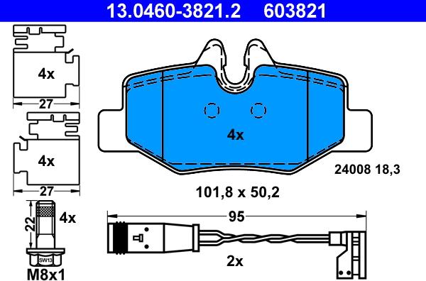 ATE 13.0460-3821.2 - Kit pastiglie freno, Freno a disco www.autoricambit.com