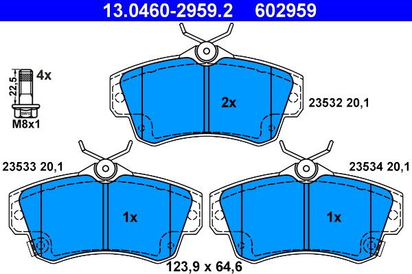 ATE 13.0460-2959.2 - Kit pastiglie freno, Freno a disco www.autoricambit.com