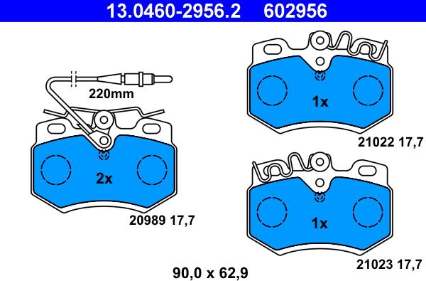 ATE 13.0460-2956.2 - Kit pastiglie freno, Freno a disco www.autoricambit.com