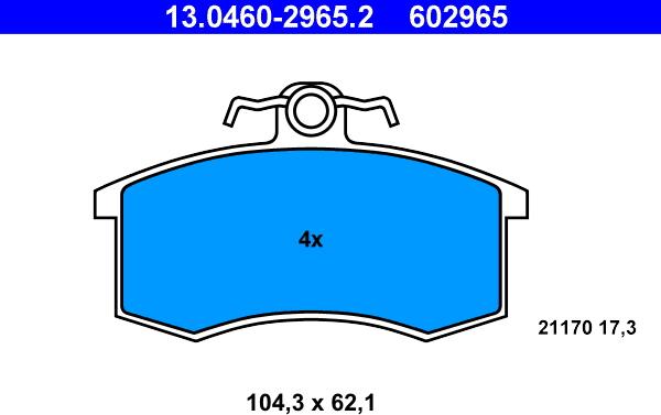 ATE 13.0460-2965.2 - Kit pastiglie freno, Freno a disco www.autoricambit.com