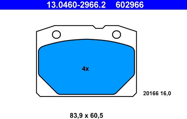 ATE 13.04602966.2 - Kit pastiglie freno, Freno a disco www.autoricambit.com