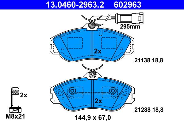 ATE 13.0460-2963.2 - Kit pastiglie freno, Freno a disco www.autoricambit.com