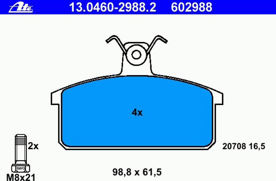 ATE 13.0460-2988.2 - Kit pastiglie freno, Freno a disco www.autoricambit.com