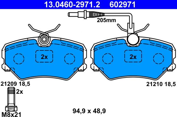 ATE 13.0460-2971.2 - Kit pastiglie freno, Freno a disco www.autoricambit.com