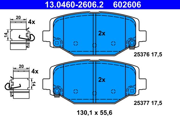 ATE 13.0460-2606.2 - Kit pastiglie freno, Freno a disco www.autoricambit.com