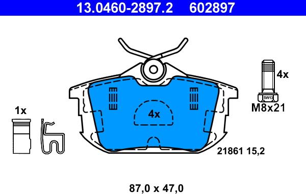 ATE 13.0460-2897.2 - Kit pastiglie freno, Freno a disco www.autoricambit.com