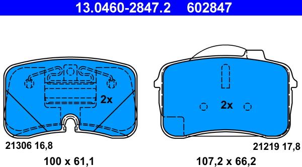 ATE 13.04602847.2 - Kit pastiglie freno, Freno a disco www.autoricambit.com