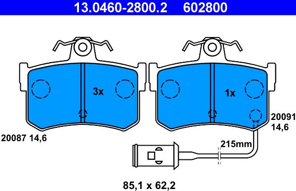 ATE 13.0460-2800.2 - Kit pastiglie freno, Freno a disco www.autoricambit.com