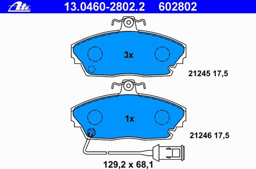 ATE 13.0460-2802.2 - Kit pastiglie freno, Freno a disco www.autoricambit.com