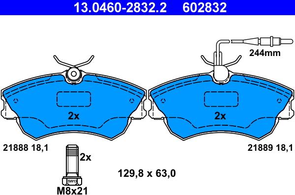 ATE 13.0460-2832.2 - Kit pastiglie freno, Freno a disco www.autoricambit.com