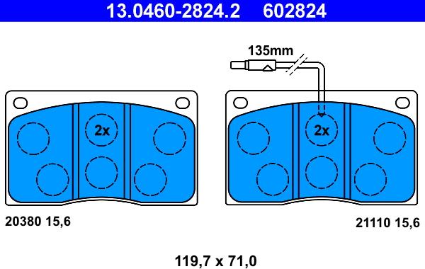 ATE 13.0460-2824.2 - Kit pastiglie freno, Freno a disco www.autoricambit.com