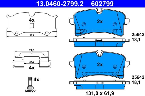 ATE 13.0460-2799.2 - Kit pastiglie freno, Freno a disco www.autoricambit.com