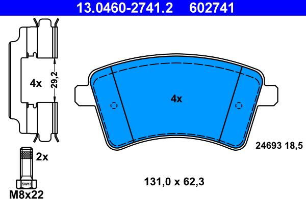 ATE 13.04602741.2 - Kit pastiglie freno, Freno a disco www.autoricambit.com