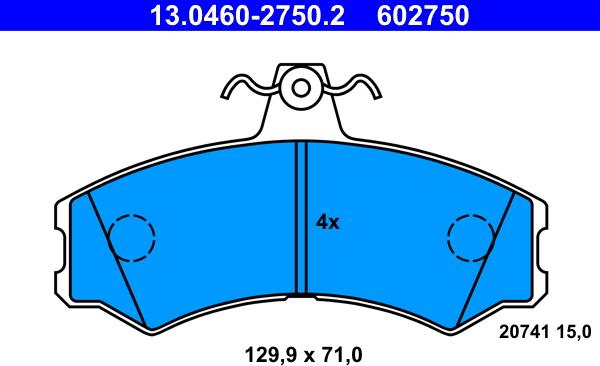 ATE 13.0460-2750.2 - Kit pastiglie freno, Freno a disco www.autoricambit.com