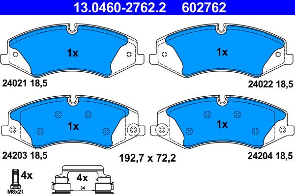 ATE 13.0460-2762.2 - Kit pastiglie freno, Freno a disco www.autoricambit.com