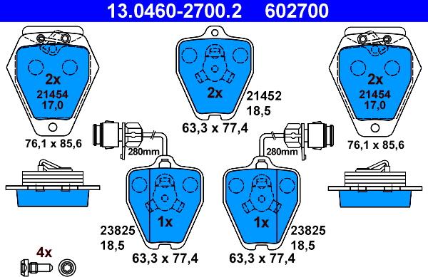 ATE 13.0460-2700.2 - Kit pastiglie freno, Freno a disco www.autoricambit.com