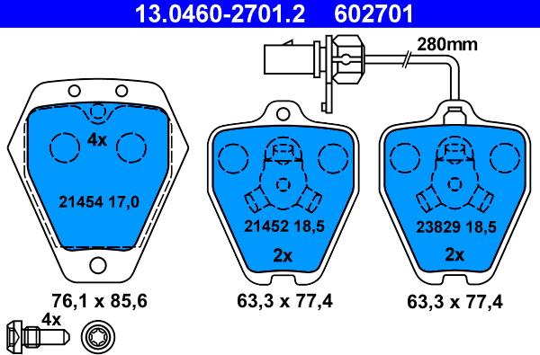 ATE 13.0460-2701.2 - Kit pastiglie freno, Freno a disco www.autoricambit.com