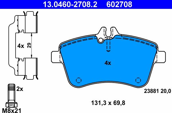 ATE 13.0460-2708.2 - Kit pastiglie freno, Freno a disco www.autoricambit.com