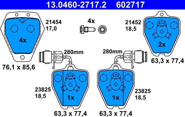 ATE 13.0460-2717.2 - Kit pastiglie freno, Freno a disco www.autoricambit.com