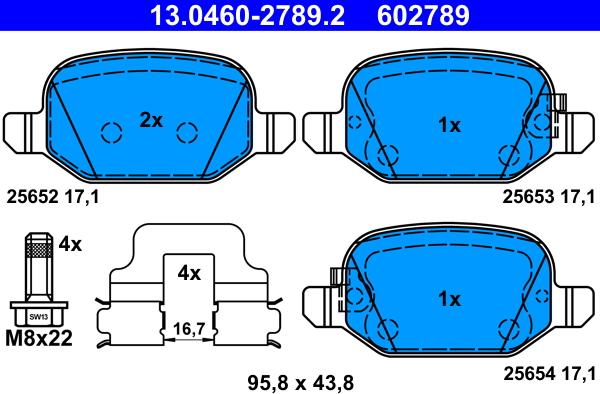 ATE 13.0460-2789.2 - Kit pastiglie freno, Freno a disco www.autoricambit.com