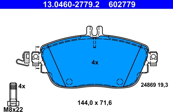 ATE 13.0460-2779.2 - Kit pastiglie freno, Freno a disco www.autoricambit.com