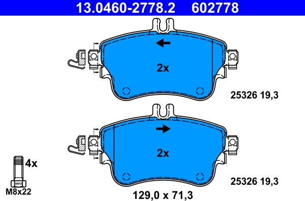 ATE 13.0460-2778.2 - Kit pastiglie freno, Freno a disco www.autoricambit.com