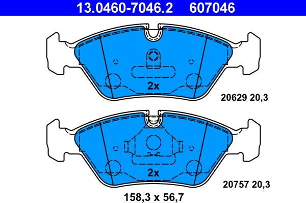 ATE 13.0460-7046.2 - Kit pastiglie freno, Freno a disco www.autoricambit.com