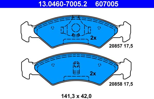 ATE 13.04607005.2 - Kit pastiglie freno, Freno a disco www.autoricambit.com