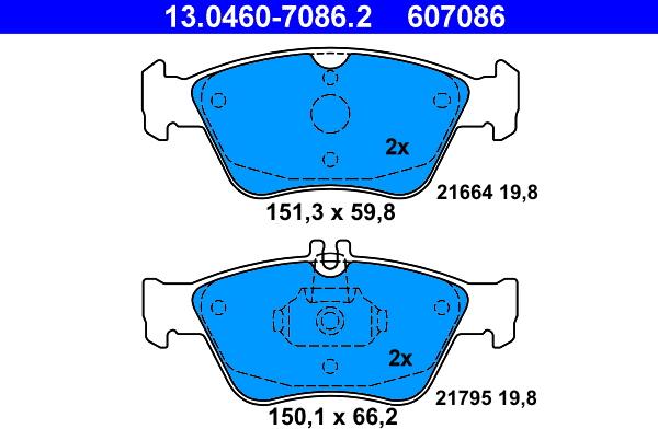 ATE 13.0460-7086.2 - Kit pastiglie freno, Freno a disco www.autoricambit.com