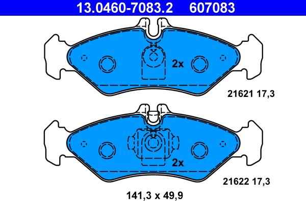 ATE 13.0460-7083.2 - Kit pastiglie freno, Freno a disco www.autoricambit.com