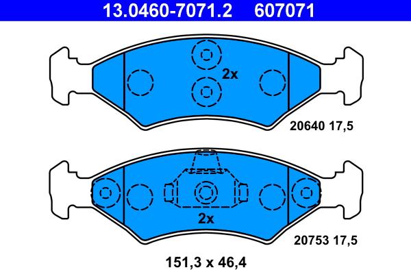 ATE 13.0460-7071.2 - Kit pastiglie freno, Freno a disco www.autoricambit.com