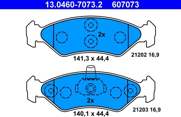 ATE 13.0460-7073.2 - Kit pastiglie freno, Freno a disco www.autoricambit.com