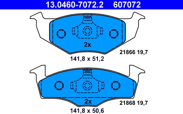 ATE 13.0460-7072.2 - Kit pastiglie freno, Freno a disco www.autoricambit.com