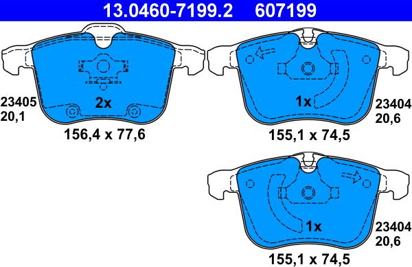 ATE 13.0460-7199.2 - Kit pastiglie freno, Freno a disco www.autoricambit.com