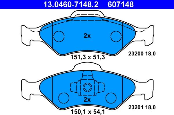 ATE 13.0460-7148.2 - Kit pastiglie freno, Freno a disco www.autoricambit.com