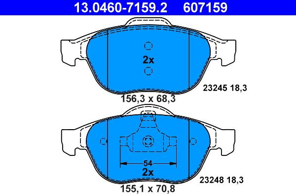 ATE 13.0460-7159.2 - Kit pastiglie freno, Freno a disco www.autoricambit.com