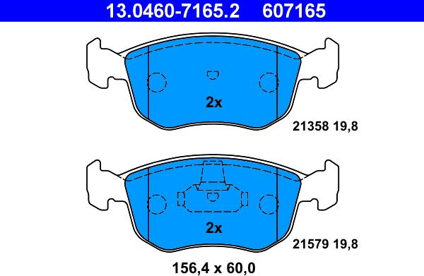 ATE 13.0460-7165.2 - Kit pastiglie freno, Freno a disco www.autoricambit.com