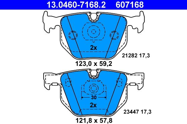 ATE 13.0460-7168.2 - Kit pastiglie freno, Freno a disco www.autoricambit.com