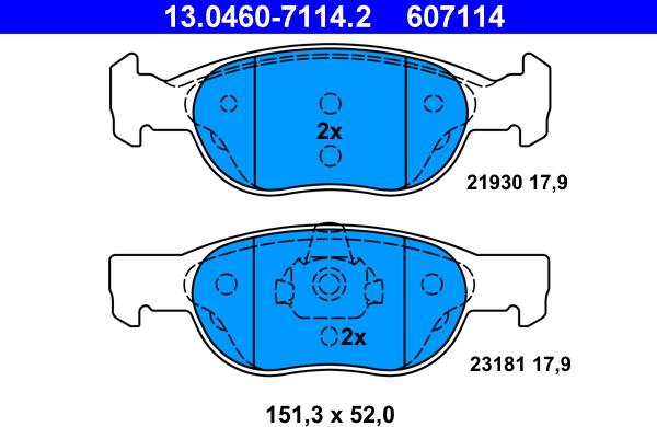 ATE 13.0460-7114.2 - Kit pastiglie freno, Freno a disco www.autoricambit.com