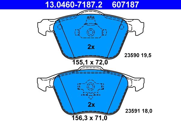 ATE 13.0460-7187.2 - Kit pastiglie freno, Freno a disco www.autoricambit.com