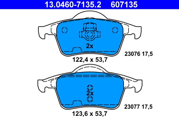 ATE 13.0460-7135.2 - Kit pastiglie freno, Freno a disco www.autoricambit.com