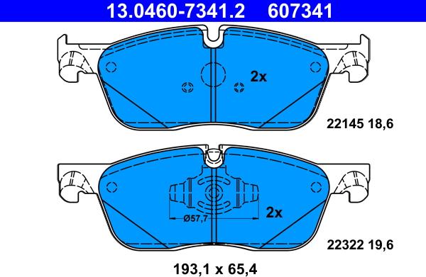 ATE 13.0460-7341.2 - Kit pastiglie freno, Freno a disco www.autoricambit.com