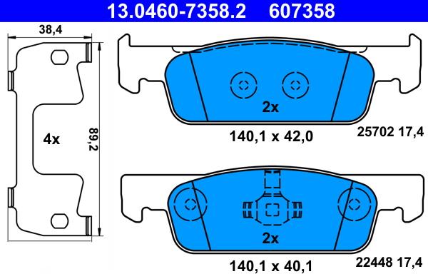 ATE 13.0460-7358.2 - Kit pastiglie freno, Freno a disco www.autoricambit.com