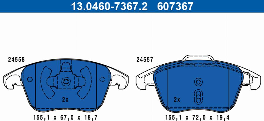 ATE 13.0460-7367.2 - Kit pastiglie freno, Freno a disco www.autoricambit.com