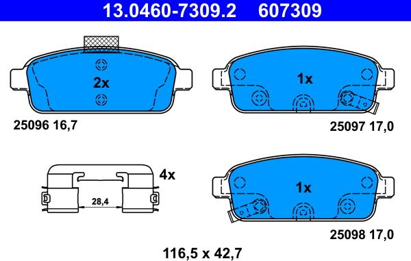 ATE 13.0460-7309.2 - Kit pastiglie freno, Freno a disco www.autoricambit.com