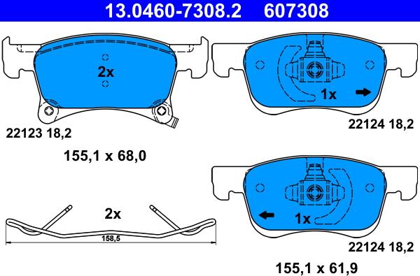 ATE 13.0460-7308.2 - Kit pastiglie freno, Freno a disco www.autoricambit.com