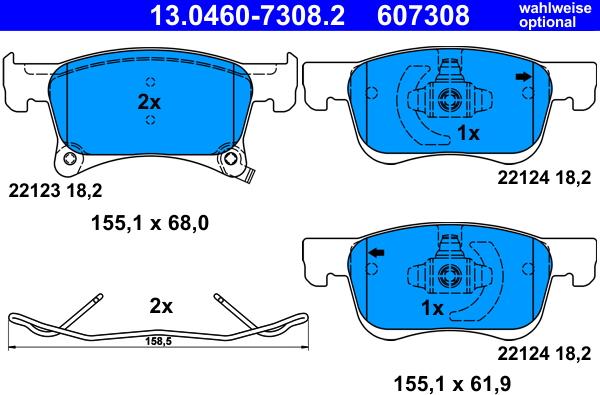 ATE 13.0460-7308.2 - Kit pastiglie freno, Freno a disco www.autoricambit.com