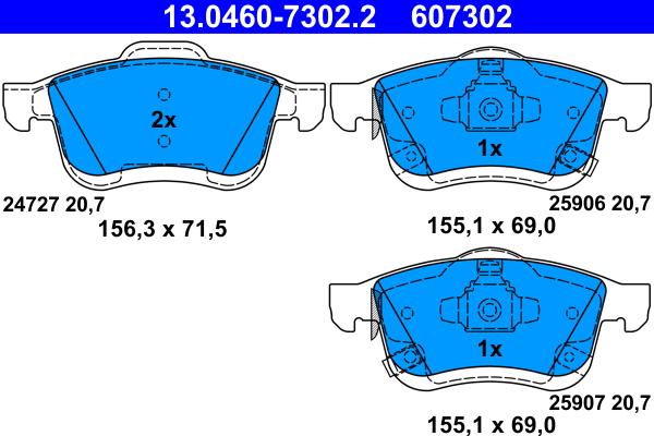 ATE 13.0460-7302.2 - Kit pastiglie freno, Freno a disco www.autoricambit.com