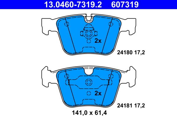 ATE 13.0460-7319.2 - Kit pastiglie freno, Freno a disco www.autoricambit.com