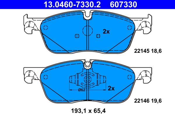 ATE 13.0460-7330.2 - Kit pastiglie freno, Freno a disco www.autoricambit.com